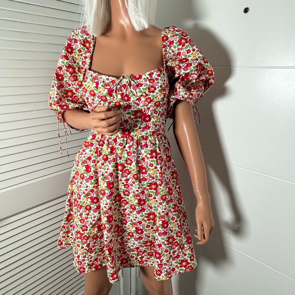 For Love & Lemons floral Puff Sleeve Dress size medium - Picture 4 of 12
